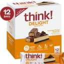think! Delight Protein Bars, Chocolate Peanut Butter Pie, Low Sugar & Low Carb Gluten-Free Snack, Keto Friendly Snacks, 12 Count, Best By: 20 Jan, 2027