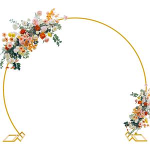 Fomcet 7.2FT Gold Round Backdrop Stand Metal Circle Balloon Arch Frame Large Wedding Arch Stand for Birthday Party Anniversary Valentine Wedding Ceremony Decorations Thickened Square Tubes