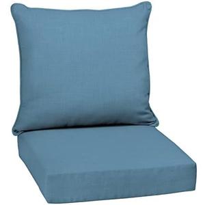3 Piece Set of Arden 2 Outdoor Deep Seat Cushion Sets, 24 x 24, Water Repellent, Fade Resistant, 1 Arden Outdoor Loveseat Cushion Set 48 x 24, French Blue Texture
