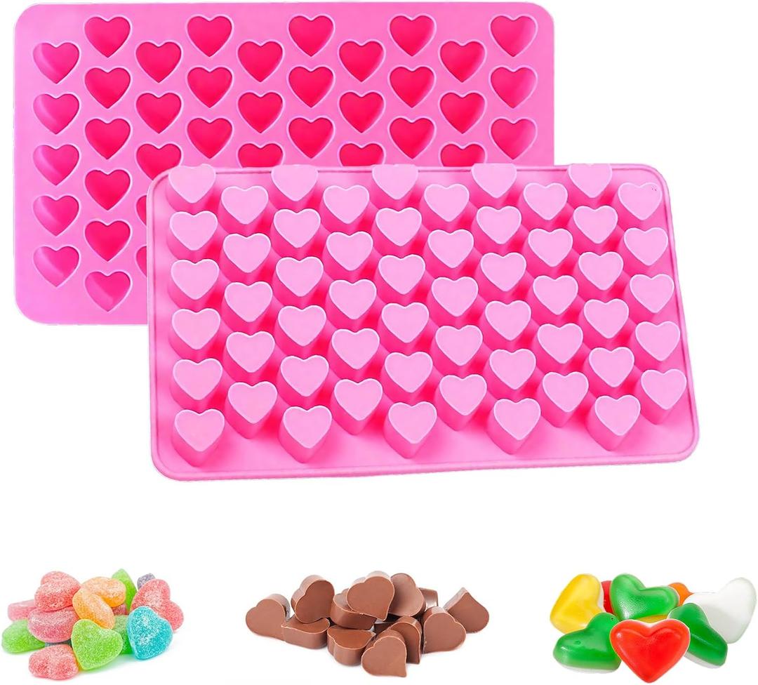 2 Pcs Heart Silicone Molds Non-Stick Food Grade Reusable Silicone Baking Mold, for Jelly,Candy, Chocolate Making Supplies
