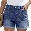  PINKMSTYLE Womens Jean Shorts High Waisted Denim Short (Blue)