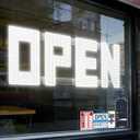 50"x17" Large LED Open Sign with Remote and Bluetooth App, Super Bright Open Signs for Business, Dimmable Big Open Sign for Storefront Window Bar Salon Cafes Retail Shops White