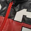 VOIKERDR Leather Jacket Cropped Jacket Motorcycle Jacket Y2K Letter Bomber Jacket Women Faux Leather Jacket Streetwear (Red, M)