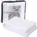 DOLLCENT 100% Cotton King Size Blanket for Bed, Premium Soft Combed Lightweight Blankets, Washed Breathable Cozy Bed Throw Blanket, White King Cotton Blankets for All Season: White (108"x90")