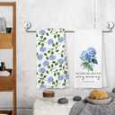 Giosve Christian Hydrangea Floral Kitchen Towels, His Mercies are New Morning Bible Verse Decorative Hand Towels for Bathroom, Religious Blue Floral Dish Tea Towel for Kitchen, 16x24 Inch Set of 2