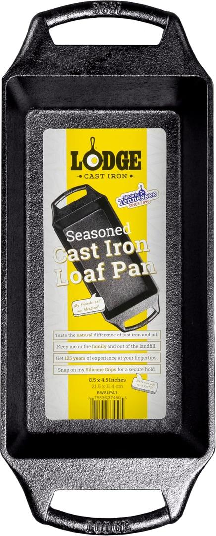 Lodge Cast Iron Loaf Pan 8.5x4.5 Inch, Black