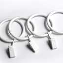 KAIY Set of 14 Curtain Rings with Clips, White Iron Metal Curtain Rod Rings with Clips for Drapes, Drapery Ring for Baby Clothes, Baby Pants Hangers, 1.25 Inch Interior Diameter (White)