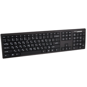 Lenovo 100 Wireless Compact Keyboard Cordless Keyboard for PC & Laptop with Windows Silent Keys Full-Size Layout with Numeric Keypad Plug & Play USB Receiver Portable, Black