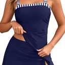 Tempt Me Women Tankini Swimsuits with Skirt - Two Piece Swimsuit Tummy Control Bathing Suits 2025 Swimwear (XX-Large, Blue and Stripe)