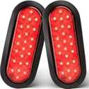 Oyviny 6 Inch Oval Red LED Trailer Tail Lights 2PCS, Super Bright 24LEDs Oval 6" Brake Turn Stop Tail Lights with Flush Mount Grommets DOT SAE Certified for RV Truck, Bus, Trucks