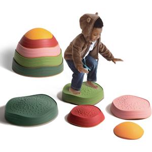 makarci Balance stepping stones for kids, non-slip toddlers sensory toys outdoor or indoor play, promoting motor skills and confidence, Obstacle Course Coordination Toys for children age 3 4 5 6 7+, 5 PCS