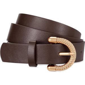 XZQTIVE Women's Leather Belts for Jeans Dresses Pants Fashion Gold Buckle Ladies Waist Belt