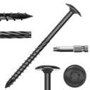 #14×4 Inch 100pcs T30 Star Drive Outdoor Wood Deck Construction Timber Lag Fence Screws,Rust Resistant Black Ceramic Coating, Torx Bit Included
