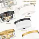 Emak 11 Inch Brushed Gold Flush Mount Ceiling Light Fixture, 2-Light Fixtures Ceiling Mount with Milk Glass Shades for Hallway, Kitchen, Bathroom, Dining Room, FM082-GD-ML