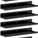Lifewit Floating Shelves for Wall, 6 Pack Black Acrylic Shelf 15" Room Decor for Bookcase/Vinyl Record Display/Photo/Picture in Bedroom, Living Room, Bathroom, Kitchen Storage and Organization