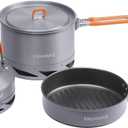 Fire-Maple Feast Set of 3 Camping Cookware Cookware Cookware Kit Outdoor Cookware Set with Pots, Kettle, Saucepans and Spatula for Hiking Fishing Picnic (Fast heat exchanger)