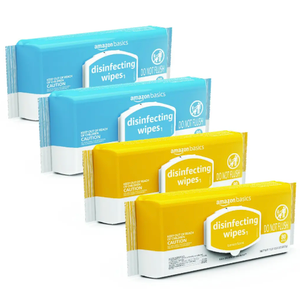 Amazon Basics Disinfecting Wipes, Lemon & Fresh Air Scent, Multi-Surface, Sanitizes/Cleans/Disinfects/Deodorizes, Strong & Convenient, 320 Count (4 Packs of 80)