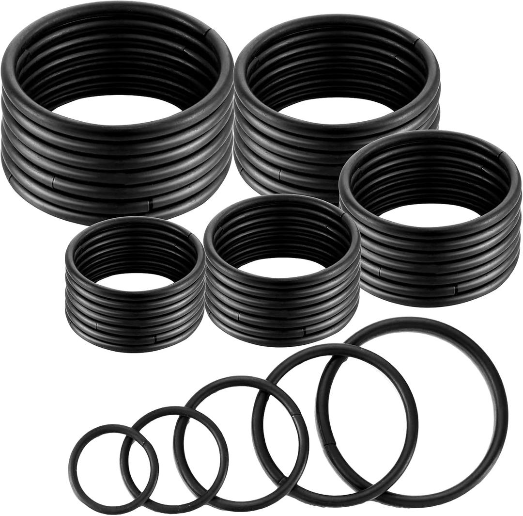 Hotop 35 Pieces Metal O Ring Multi Purpose Non Welded Round Metal Key Ring for Keychains Macrame Dog Leashes Camping Belt Hardware Bag DIY Accessories, 5 Sizes (Black)