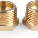 U.S. Solid 2pcs Brass Reducer Hex Bushing Brass Threaded Pipe Fitting (1" NPT Male x 1/2" NPT Female)