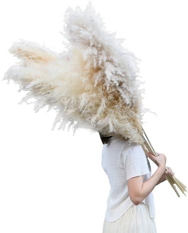 AnziMoss® 55" Tall Pampas Grass with 10 Stems, Pure Natural Dried Color, Large and Fluffy Pompas, Dried Flower for Home Decor, Wedding, Boho, Floor Vase, Floral Arrangement, Craft, Garden