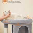 Feandrea Cat Tree, 33.1-Inch Cat Tower, Plush Condo for Large Cats up to 16 lb, Large Perch, 2 Caves, Scratching Post, Light Gray UPCT61W