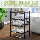 BMOSU 4-Tier Bamboo Small Shoe Rack Premium Stackable Shoe Shelf Storage Organizer for Hallway Closet Living Room Entryway Organizer (Black Bamboo)