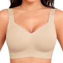 Xcutting Women Wirefree Bras for Women Full Coverage No Underwire Everyday Bras Comfortable Wireless Padded Bras, M