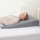 Vekkia 34" Extra-Long Wedge Pillow, Back & Arm Support, Bed Wedge Pillow for Sleeping After Surgery, Acid Reflux, Snoring Relief, Removable Washable Cover & Double Side Pockets, 5.5" Height, Gray
