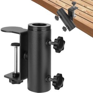 Lalafancy Umbrella Clamp Clip Stand, Patio Umbrella Holder for Deck Railing fit Balcony Square Railings Mount Attaches to Fence Post Bleachers Benches Tailgate Outdoor, 360Full-Angle Rotation & Tilt