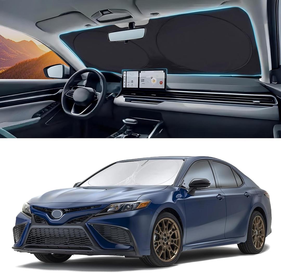INSAUTO Windshield Sun Shades Custom Fit for Toyota Camry 2007-2017- Sunshade for Front Window Cover - Double Layer Heat Shield Sun Visor Cool Car Accessory
