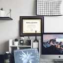 FramePro 11x14 Diploma Frame with Black over Gold Mat, 14x17 Certificate Frame, Real Wood with Gold Trim, Black Frame with Arcylic