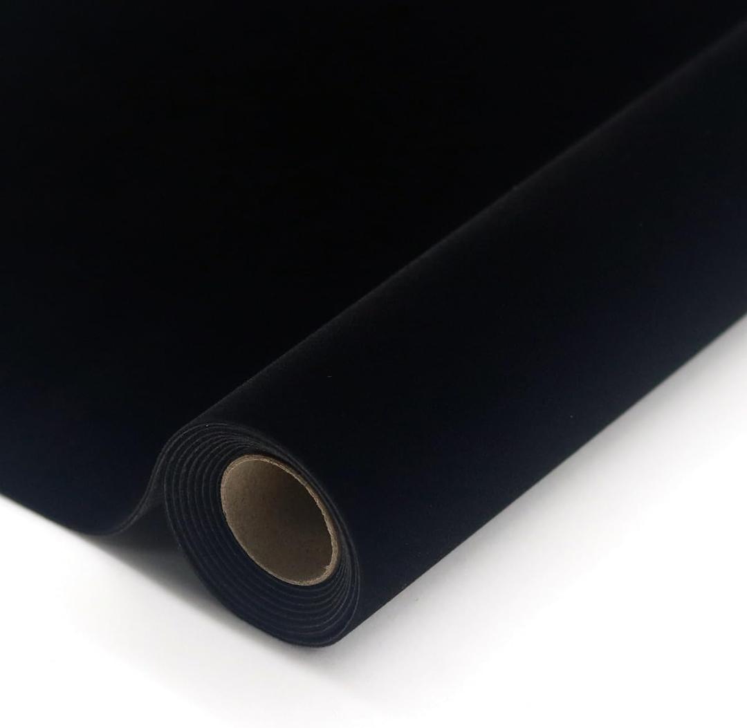 Black Large Size Self Adhesive Soft Velvet Drawer Liner DIY Fabric Felt Liner for Drawers Jewelry Box Felt Lining Art & Crafts Display Cabinet Shelf Covering 24x117 Inches