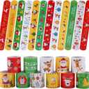 2 x 48PCS Christmas Slap Bracelets, Xmas Slap for Christmas Party Favor Decoration (Yellow,red,green,white)
