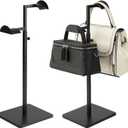 Two Tiers Handbag Display Stands - 2PCS Black Stainless Steels Purse Stand Holder Adjustable Height Display Rack for Retail Luxury Bag Organizer Home Store Boutique Retail Closet
