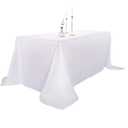 Ascoza 2pack 90x132 Inch White Rectangular Tablecloth 8 Feet Table Cloth in Polyester Fabric for Wedding/Banquet/Restaurant/Parties