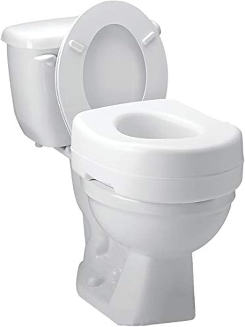 Carex Toilet Seat Riser, 5 Inch, Toilet Seat Risers for Seniors, Raised Toilet Seat, Supports 300lbs, Slip-Resistant, Toilet Riser, Elevated Toilet Seats
