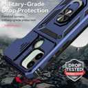 Case for Redmi A1 Plus Case, Redmi A1+ Case with Tempered Glass Screen Protector and Slide Camera Cover, 360 Rotate Ring Stand Magnetic Cover for Xiaomi Redmi A1+ Blue