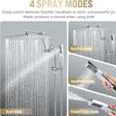 All Metal 10 Inch Rain Shower Head with Handheld Built-in Power Wash Mode, High Pressure Waterfall Rainfall Square Shower Heads with 16" Adjustable Extension Arm, Dual Showerhead(Chrome)