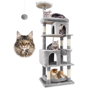 Heavy Duty Cat Trees for Large Cats, Sturdy 72in Maine Coon Cat Tree for Large Cats 20 lbs+ Heavy Duty Cat Tower for Adult Biggest Cat with 6 Scratching Posts, Hammock, S72, Light Grey