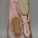 Baby Hair Brush Set for Newborns - Soft Goat Bristle Wooden Baby Brush and Comb Set Newborn Grooming Kit for Cradle Cap, Durable & Gentle, Boy, Girl Infant Essentials Care Kit (Oval, Blush)