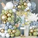 Dusty Blue Balloon Arch Kit with 18/12/10/5 inch Dusty Blue, Green, White Gold Latex Balloons for Birthday, Baby Shower, Wedding, Anniversary, Boho Bridal Party Decorations