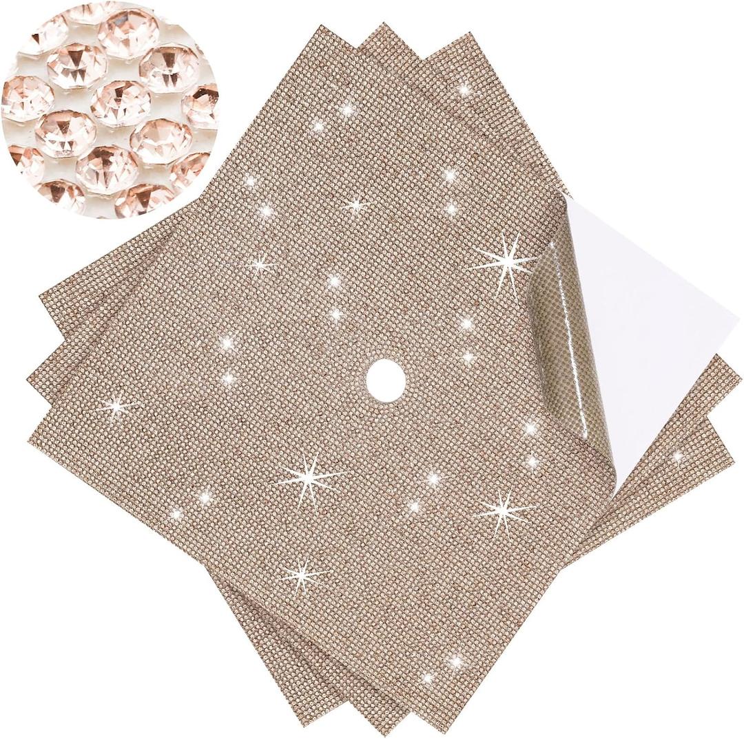 MotiMind 3 Sheets Construction Paper for Graduation Cap Decoration Bling Rhinestone Colorful Self-adhesive Cardstock Grad Cap for Photo DIY Graduation Hat Topper Party Decoration (Champagne Color)