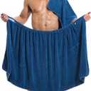 Men's Towel Wrap Bathrobe, Soft Adjustable Bath Wrap for Shower and Sauna