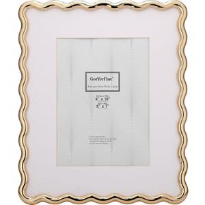 8x10'' Heavy-Duty Zinc Alloy Gold Photo Frames with Acid Free Mat for 5x7'',Wave Design Gold Picture Frame 8x10'' with Black Velvet Backing,for Desktop and Wall Hanging