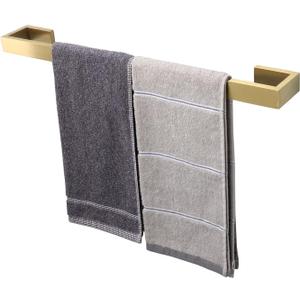 TocTen Bath Towel Rack - Square Base Thicken SUS304 Stainless Steel Towel Bar for Bathroom, Bathroom Bar Accessories Towel Rod Heavy Duty Wall Mounted Towel Holder (Brushed Gold, 20 Inch)