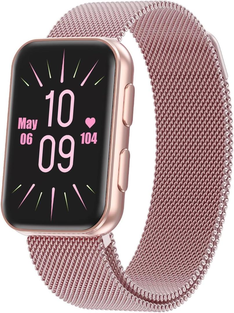 MorePro Health Fitness Tracker for Women Men, 24/7 Heart Rate Blood Pressure & Oxygen Monitoring, Sleep Tracker, 120+ Sport Modes Smart Watch, IP68 Waterproof, 2 Bands, Compatible Android iOS (Active Pink)