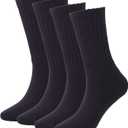 ASTRALUX cotton Socks Unisex 4 Pairs Men's socks & Women's socks (Large, Black)