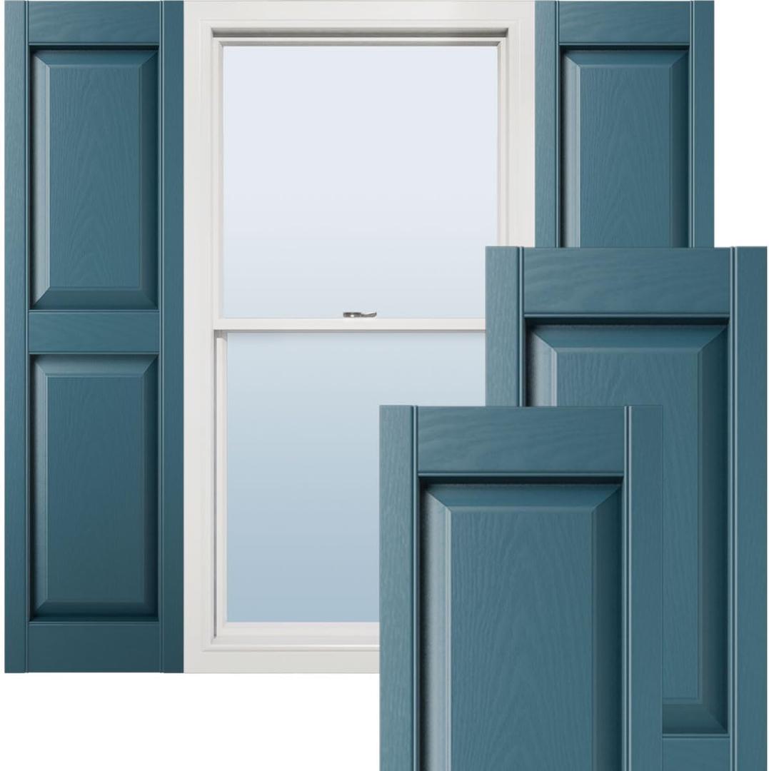 Ekena Millwork Lifetime Vinyl LP2S14X04300MB Standard Two Equal Panel Vinyls, Raised Panel Vinyl Shutters, w/Installation Shutter-Lok's & Matching Screws (Per Pair), 14 3/4"W x 43"H, Midnight Blue