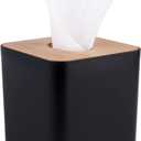MOCHTERO Tissue Box Cover,Tissue Holders,Tissue Box Holder for Bathrooms,Bamboo Cover Plate,Home and Office,5 * 5 * 5.4in (Black)