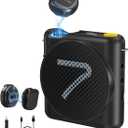 7RYMS WA2 Wireless Voice Amplifier for Teacher, Elderly with Magnetic Lavalier Mic, Personal Classroom Amplifier-Noise Canceling, 23H Working, 164ft Range, Mini Pa System for Teaching Tour Guide Yoga (Black)